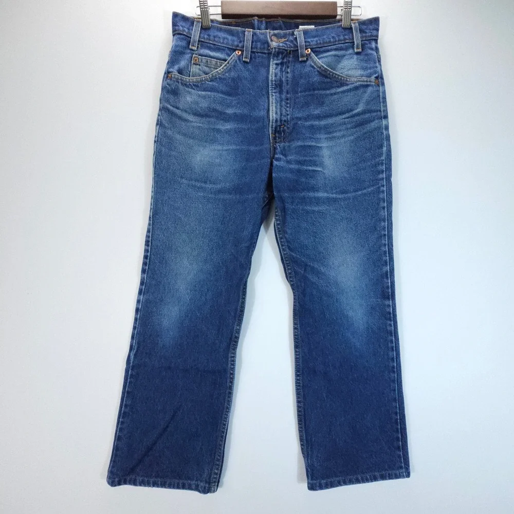 VTG Y2K Levi 517 Mens 32x24 Blue Orange Tab Straight Leg Jeans USA Made Fade